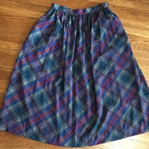 vintage 80s silk-feel skirt plaid 6 Evan Picone